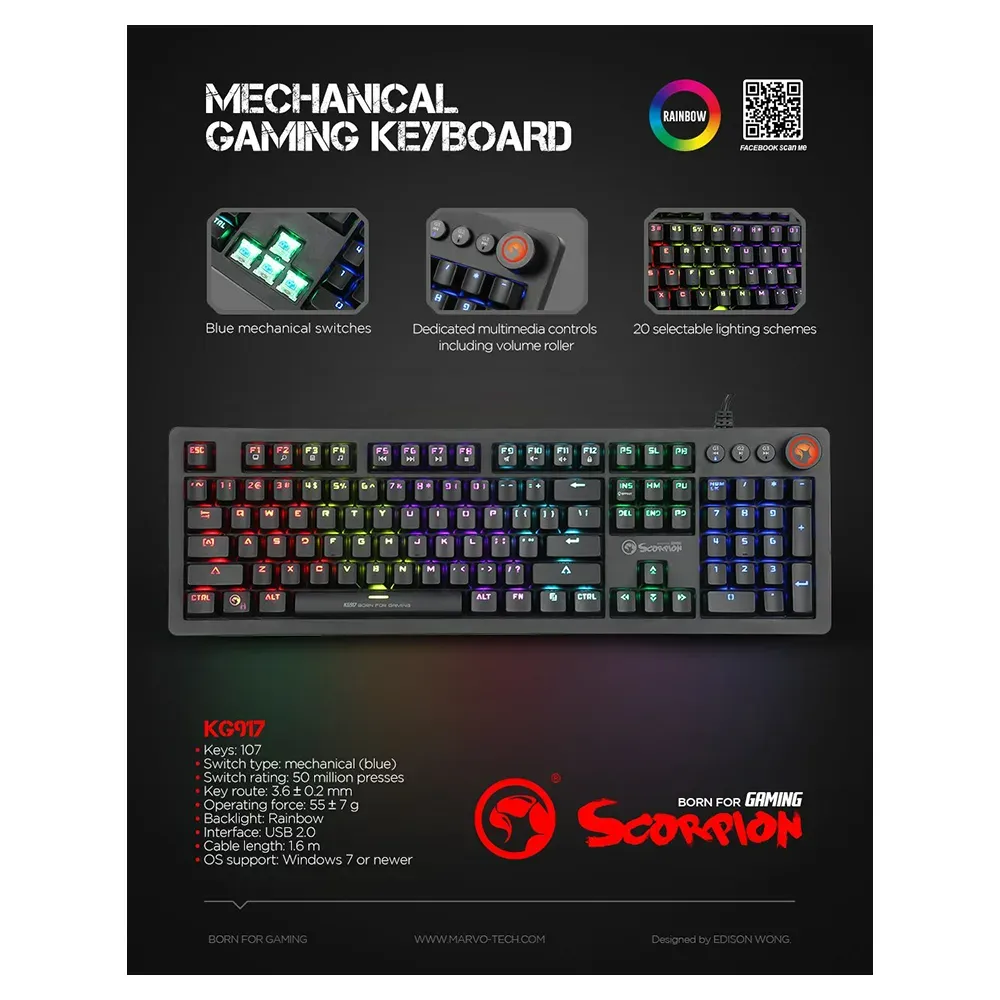 gejmerska tastatura marvo scorpion kg917
